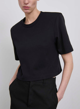 Crop Shoulder Pad T-Shirt