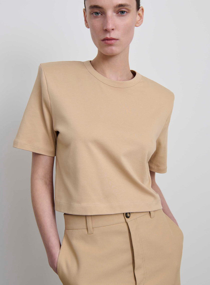 Crop Shoulder Pad T-Shirt