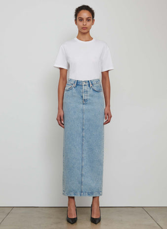 Denim Column Skirt