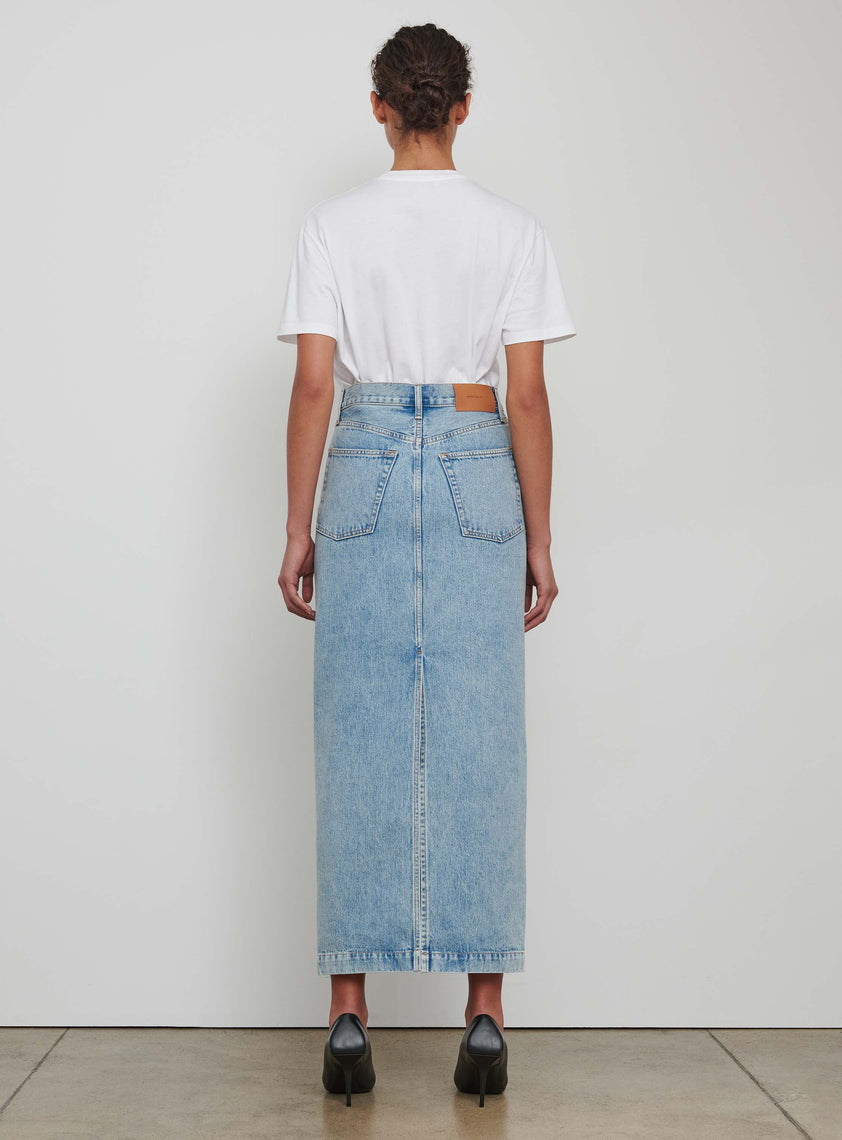 Denim Column Skirt