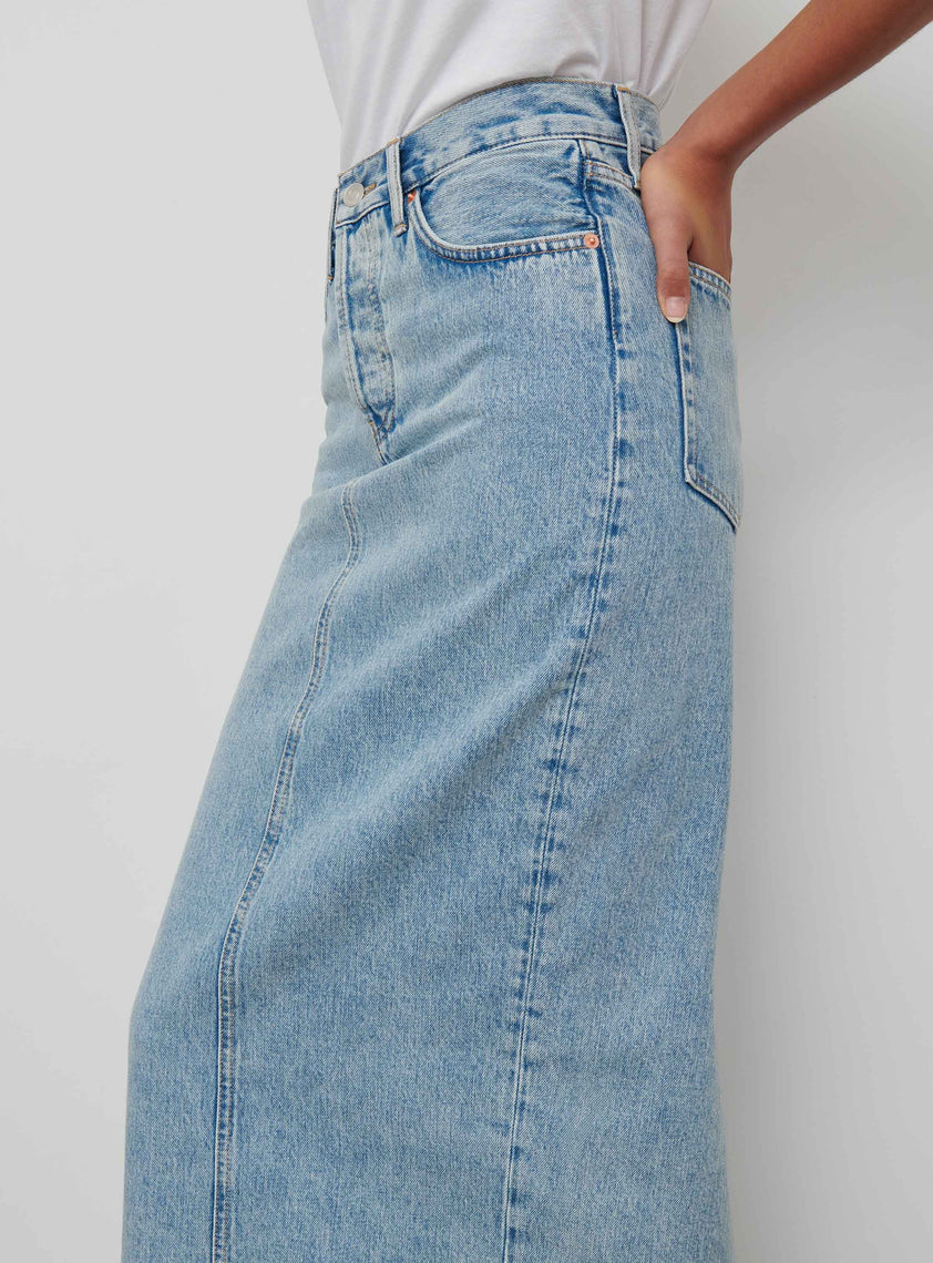 Denim Column Skirt