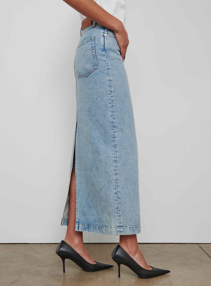 Denim Column Skirt