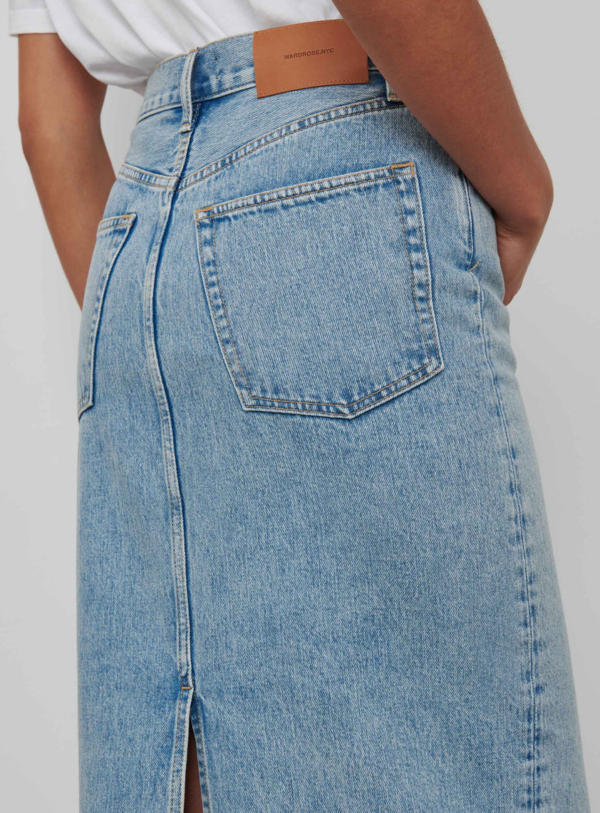 Denim Column Skirt