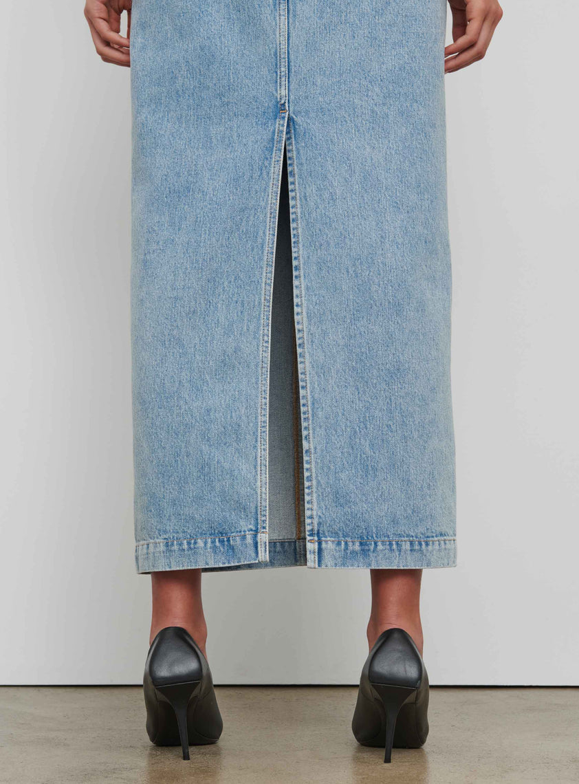 Denim Column Skirt