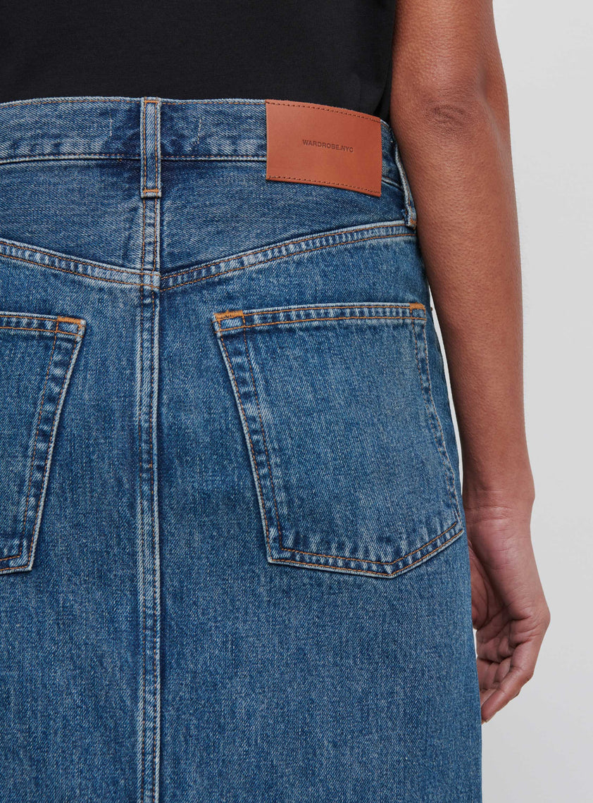 Denim Column Skirt
