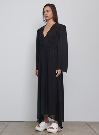 Gathered V-Neck Dress