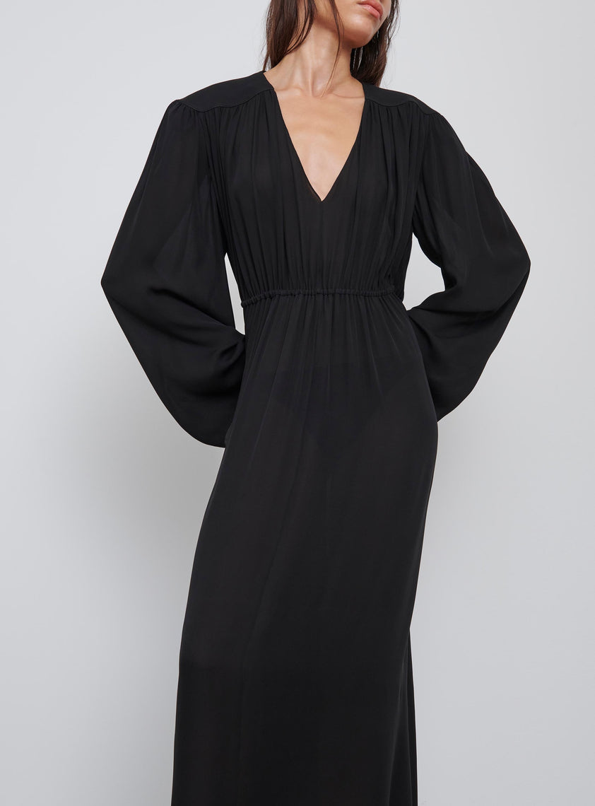 Gathered V-Neck Dress