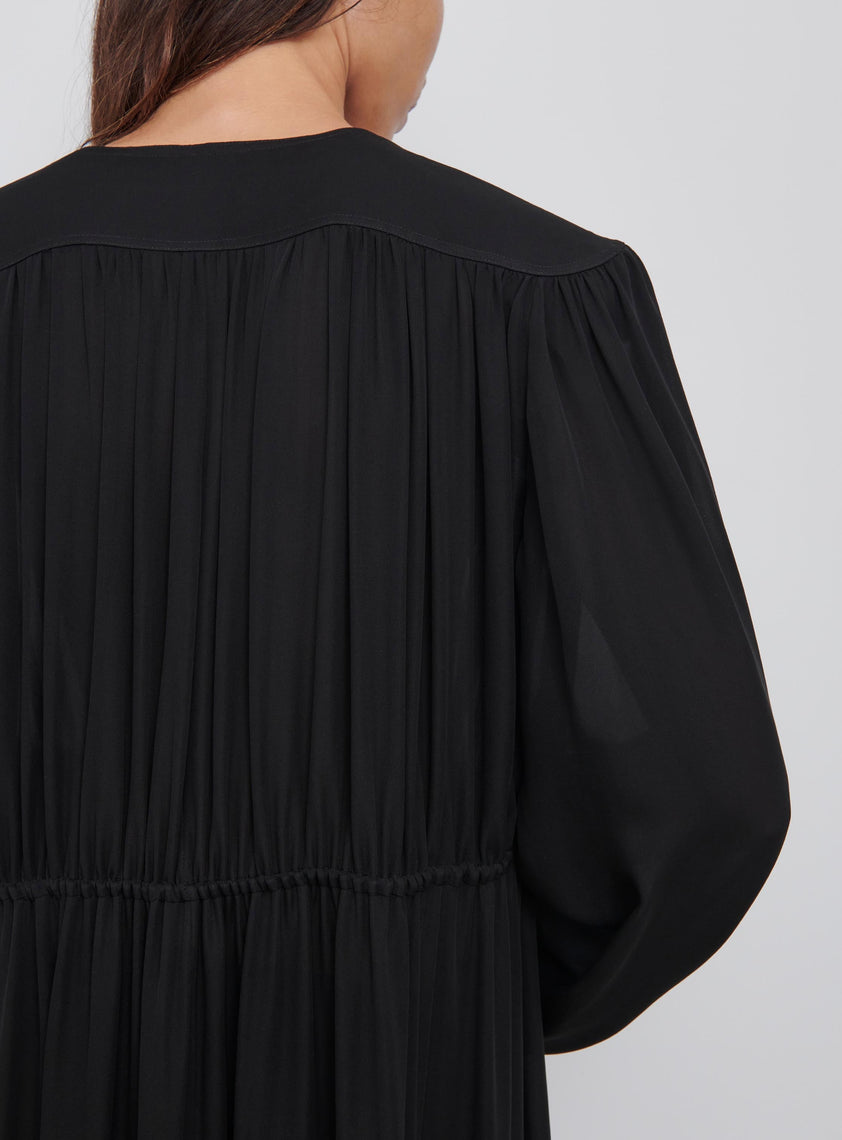 Gathered V-Neck Dress