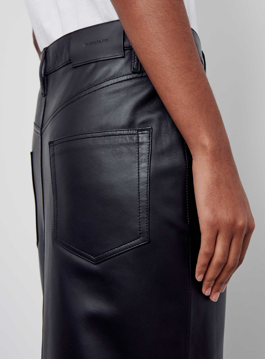 Leather Column Skirt