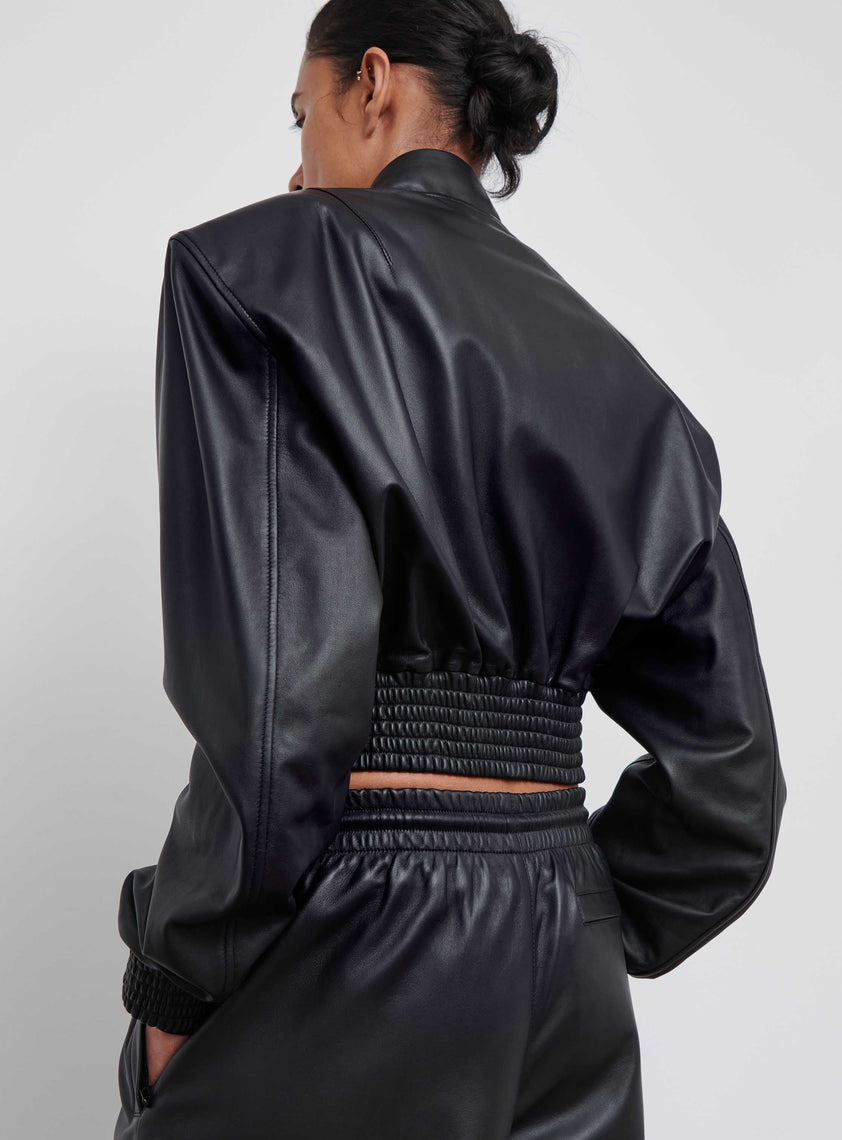 Leather Tailored Crop Bomber