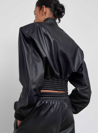 Leather Tailored Crop Bomber