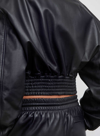 Leather Tailored Crop Bomber