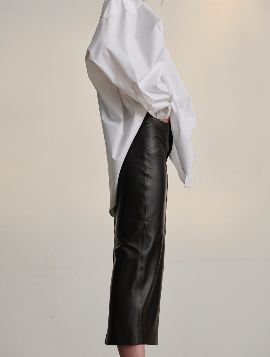 Leather Column Skirt
