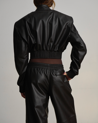 Leather Tailored Crop Bomber