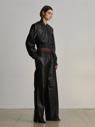 Leather Tailored Crop Bomber