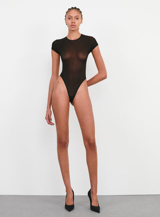 Sheer Cap Sleeve Bodysuit