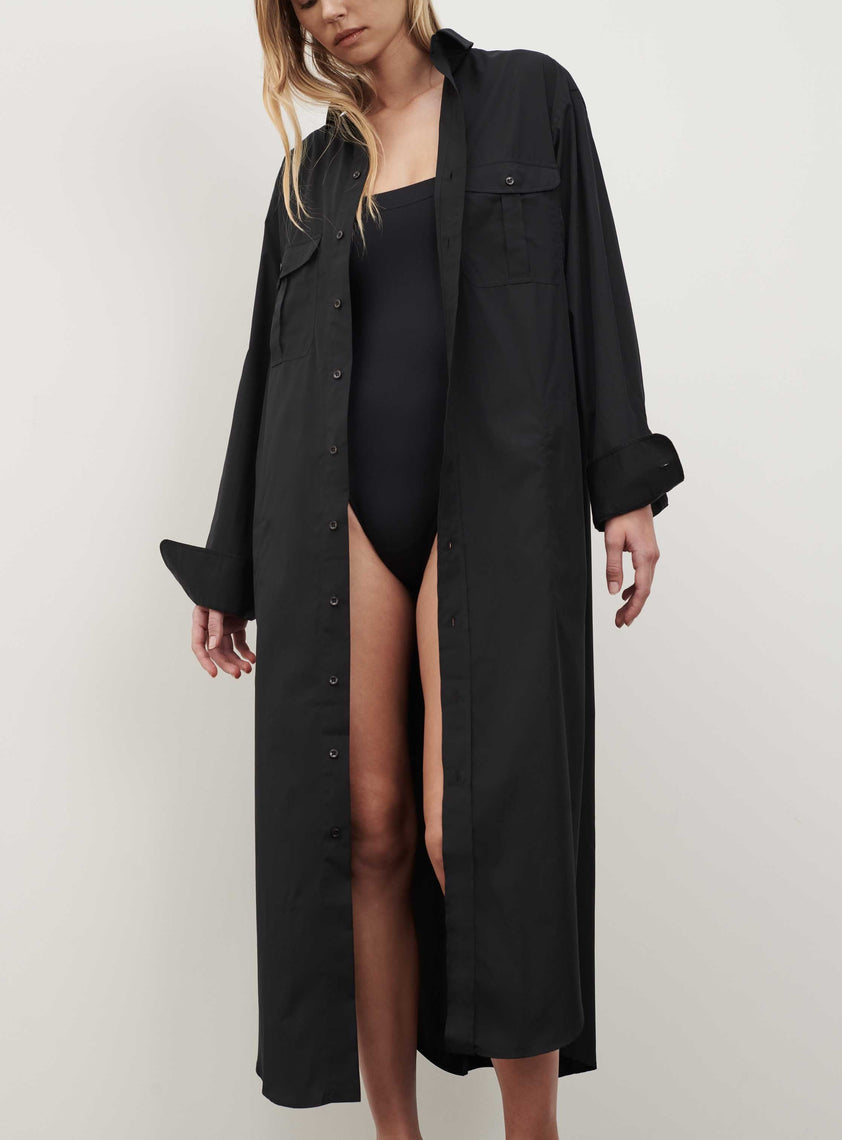 wardrobe nyc shirt dress Cotton-blend T-shirt dress in black - Wardrobe NYC