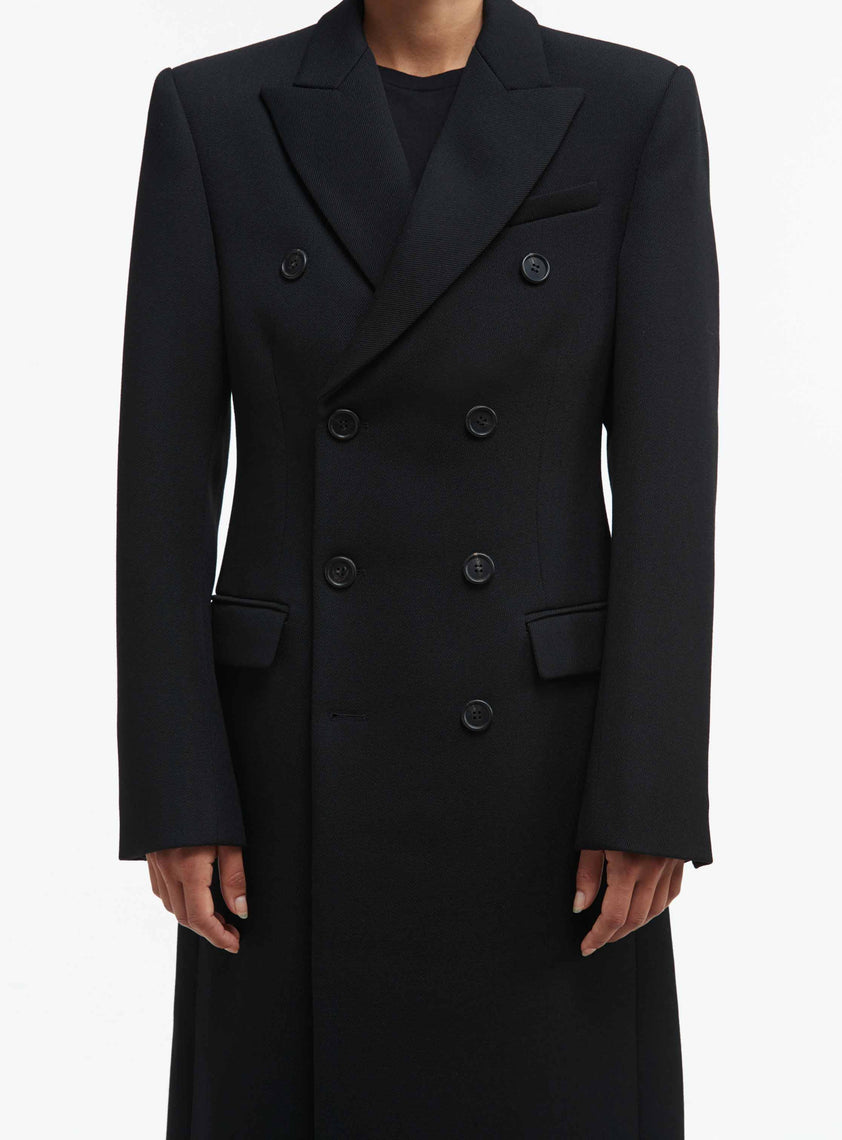 3522 Black Double Breasted Coat