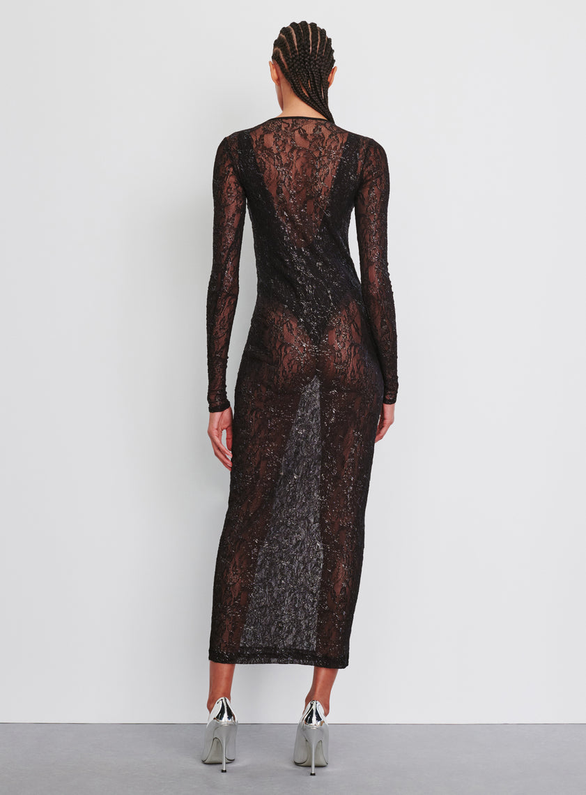 Metallic Lace Dress Midi