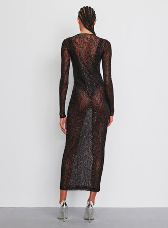 Metallic Lace Dress Midi